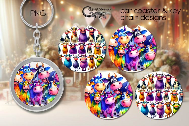 Funny animals | Cartoon Car coaster & key chain designs PL