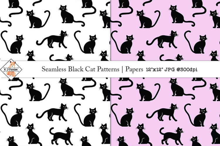 Seamless Black Cat Patterns