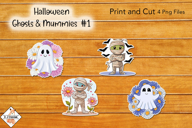 Halloween Ghosts & Mummy Stickers #1 | Print and Cut