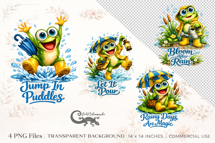 Funny frog clipart | 4 positive PNG Sublimation designs