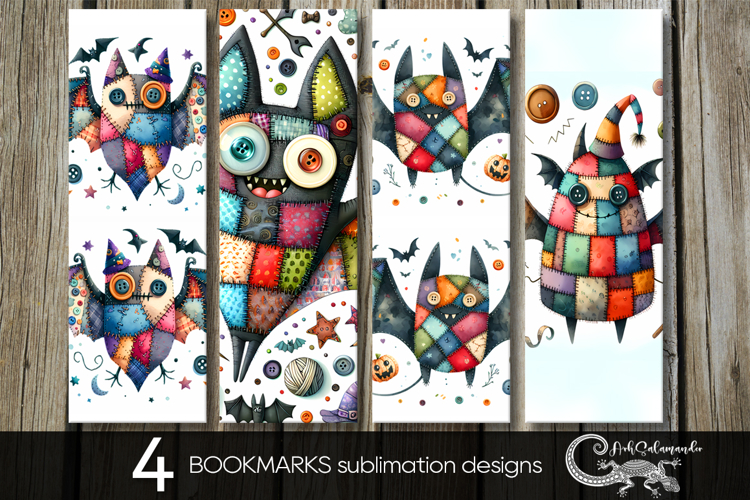 Halloween patchwork | 4 bookmarks sublimation designs