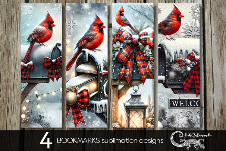 Christmas cardinal | Xmas bookmarks sublimation design PL