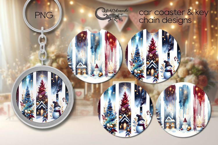 Christmas brushstroke | xmas Car coaster & key chain design