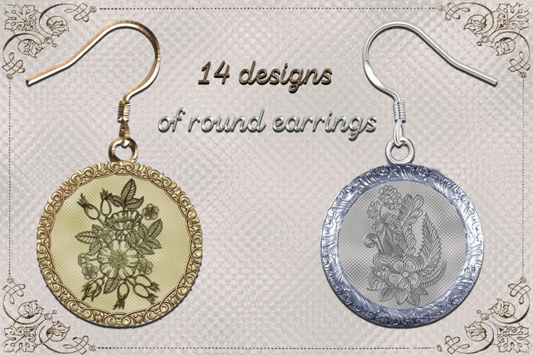 Round Earrings l 14 designs of round earrings, PNG example image 1