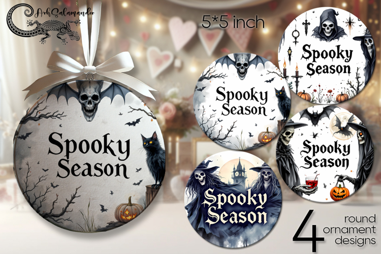 Spooky halloween | round ornaments sublimation design