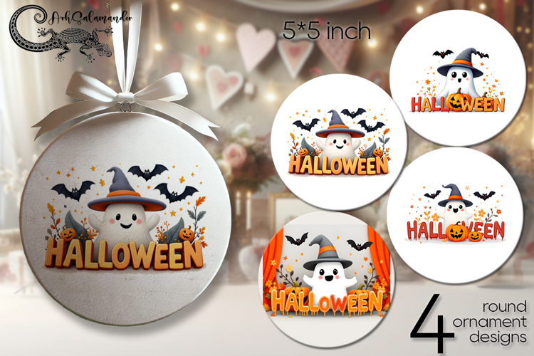 Funny ghost 2 | halloween round ornaments sublimation design