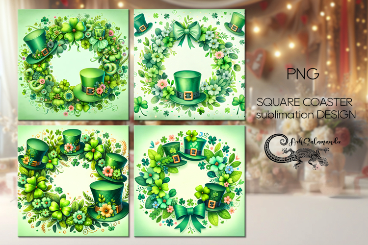 St. Patricks day clover | 4 square coaster sublimation P