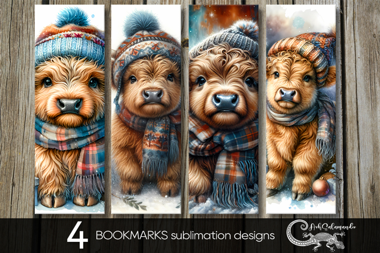 Christmas cow | Xmas bookmarks sublimation design PL