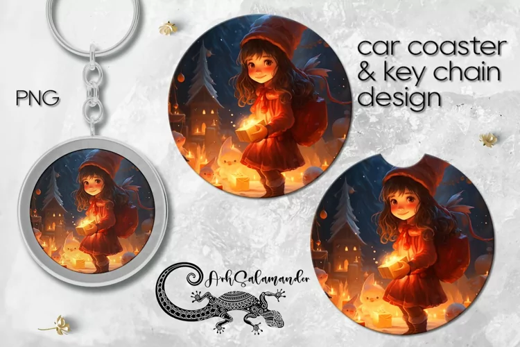Christmas | Xmas Sublimation Car coaster & key chain PLUS