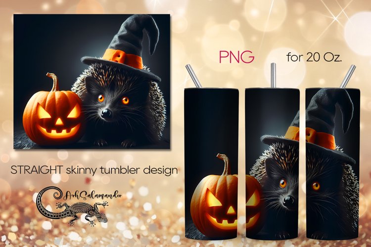 Halloween hedgehog | Skinny tumbler sublimation design PLUS