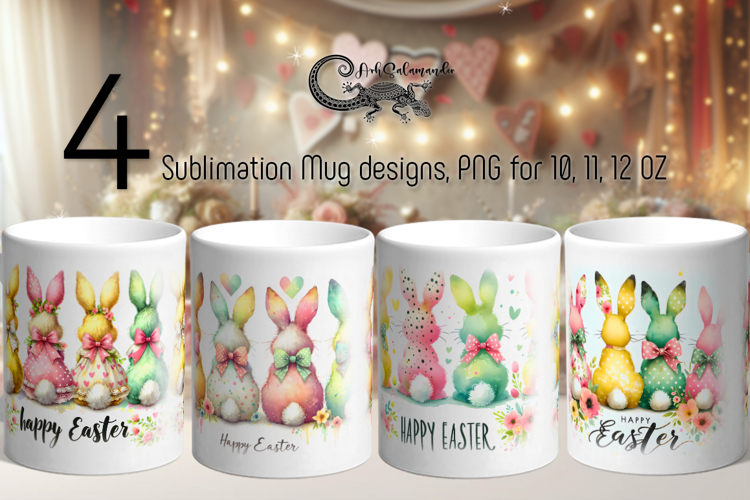 Easter rabbit | 4 Spring Sublimation Mug designs PL