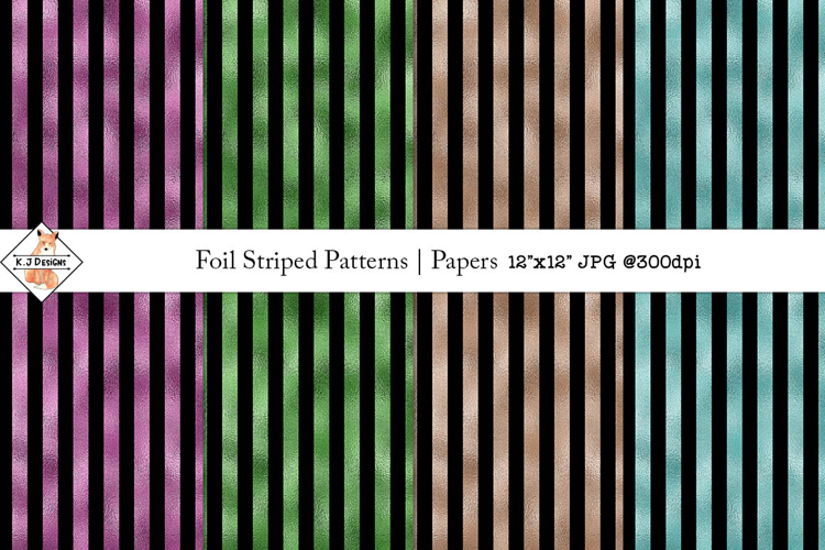 Foil Striped Patterns| Digital Papers