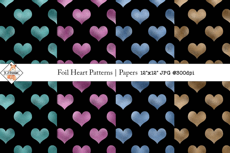 Foil Heart Patterns| Digital Papers