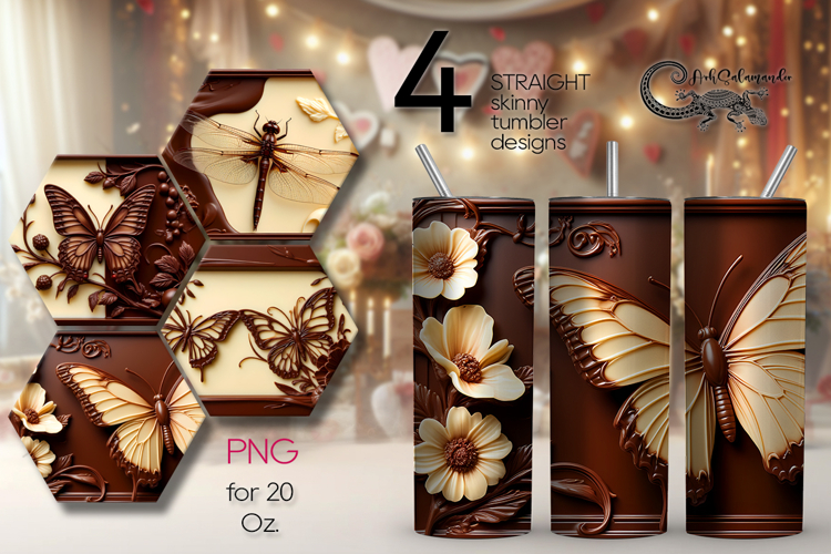 Chocolate | 4 Straight Skinny Tumbler Sublimation designs PL