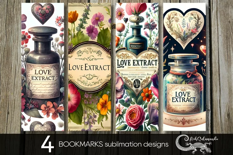 Vintage love | valentine bookmarks sublimation design PL