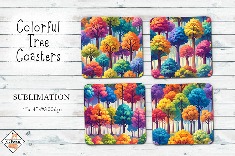 Colorful Tree Coasters Sublimation