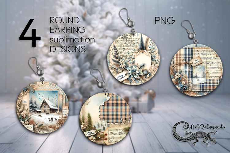 Retro Christmas | Round earring Sublimation PL