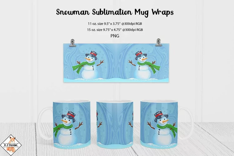 Snowman Sublimation Mug Wraps