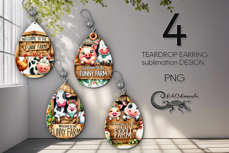 Funny farmhouse | Teardrop earring sublimation design PL