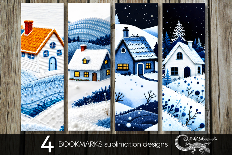 Embroidery landscape | Xmas bookmarks sublimation design PL