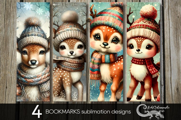 Christmas deer | Xmas bookmarks sublimation design PL