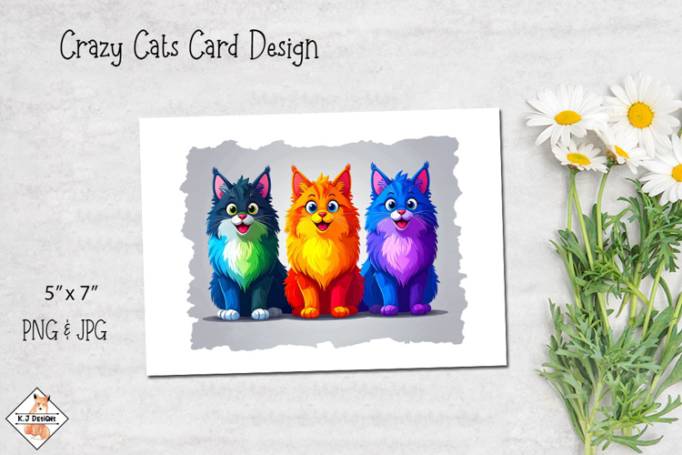 Crazy Cats Card Design | Printable