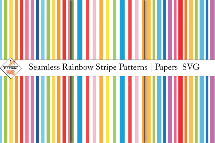Seamless Rainbow Stripe Patterns | Digital Papers SVG