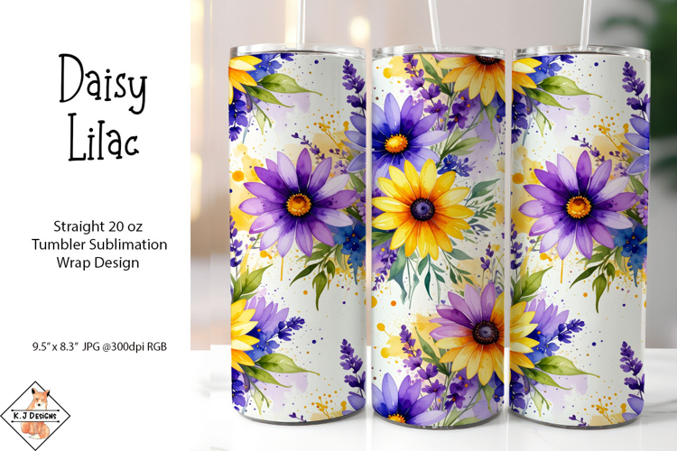 Daisy Lilac Tumbler Sublimation Wrap