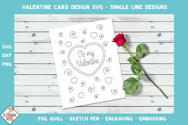 Valentine Card SVG for Foil Quill | Single Line Design