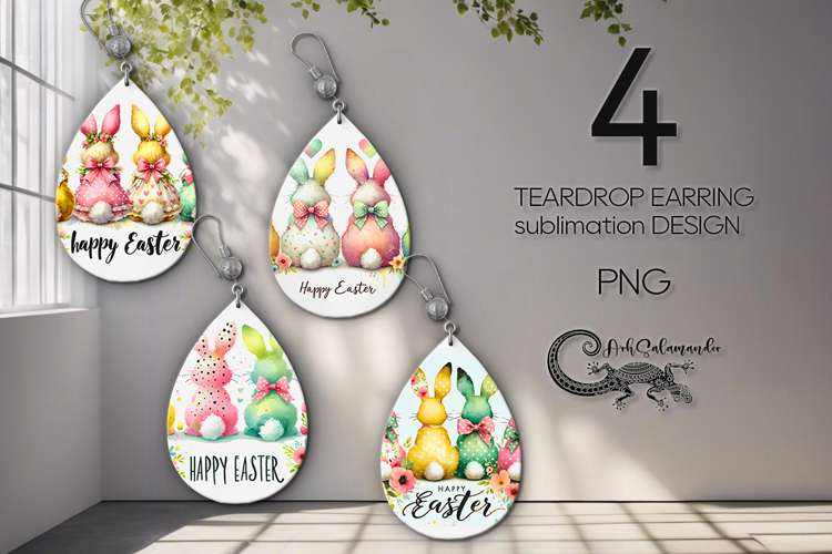 Easter Rabbit | Teardrop Earring Sublimation design P