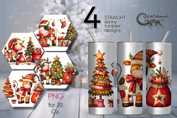 Xmas patchwork | vintage Skinny tumbler sublimation design
