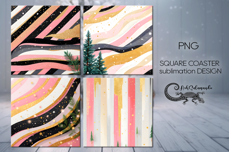 Christmas milky way | 4 square coaster sublimation designs
