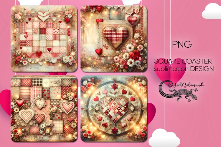 Love Shabby chic | valentine square coaster sublimation