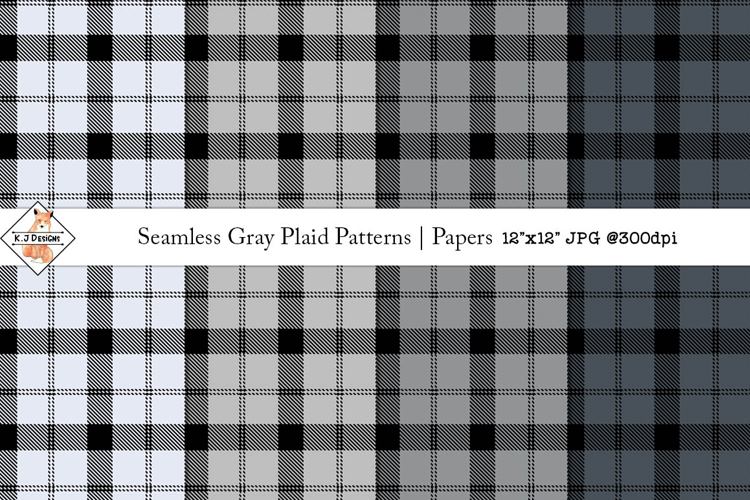 Seamless Gray Plaid Patterns | Digital Papers