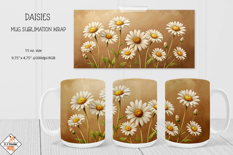 Daisies Mug Wrap Sublimation | 15 oz. Mug