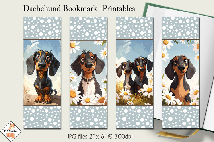 Cute Dachshund Dog Bookmark Designs | Printables