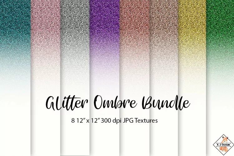 Glitter Ombre Digital Paper Textures Bundle