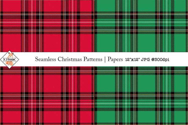 Seamless Christmas Plaid Papers | Patterns example image 1
