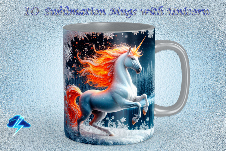 Coffee Mugs I 10 Sublimation Mugs with Unicorn, JPG