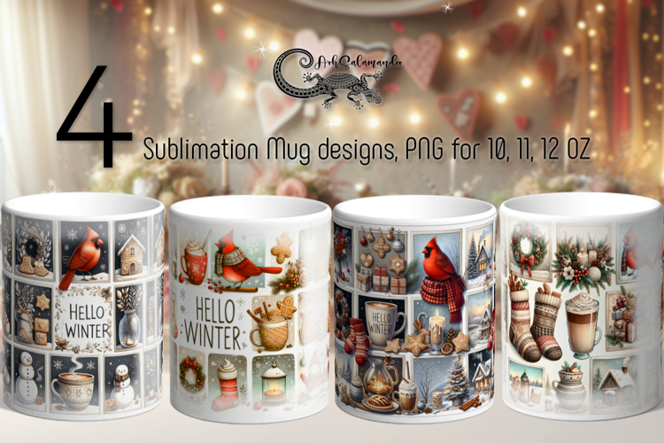 Christmas vibes | 4 winter Sublimation Mug designs