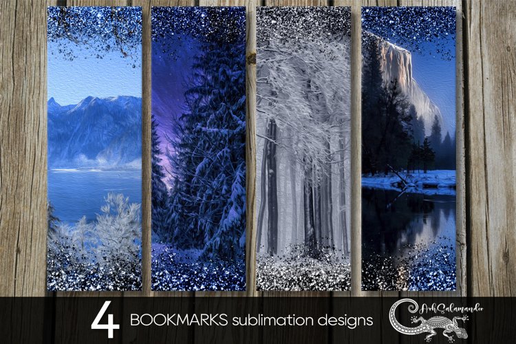 Christmas landscape | Xmas bookmarks sublimation design PLUS