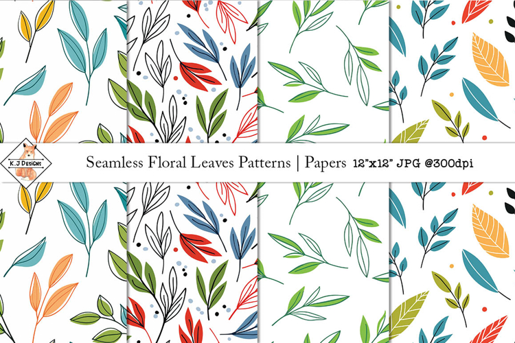 Seamless Floral Leaves Patterns | Papers