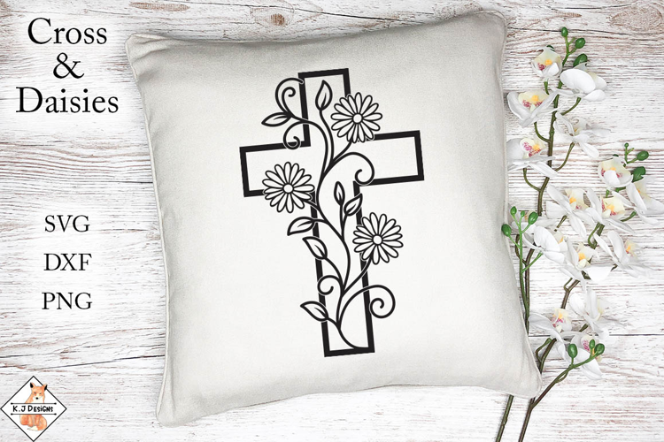 Christian Cross & Daisies Designs SVG