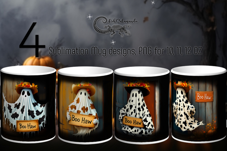 Halloween cow | 4 Sublimation Mug designs PLUS