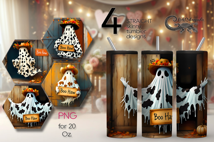 Halloween cow | 4 Skinny tumbler sublimation designs