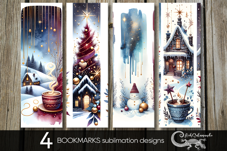 Christmas brushstroke | vintage bookmarks sublimation design