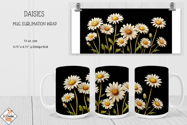 Daisies Mug Wrap Sublimation | 15 oz. Mug