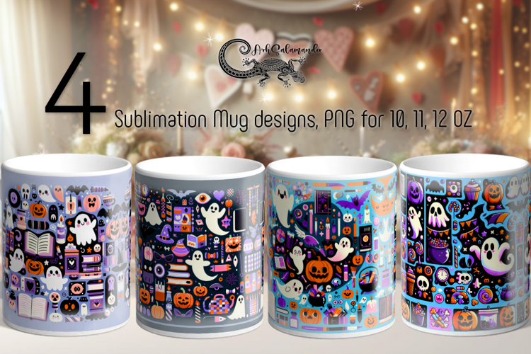 Funny Halloween | 4 Cute Sublimation Mug designs PLUS