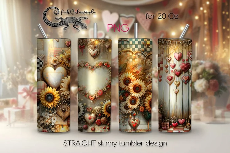 Romantic sunflower | valentine Skinny tumbler Sublimation PL