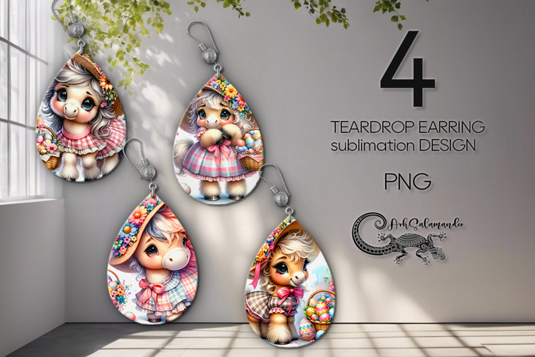 Easter Horse | 4 spring Teardrop Earring Sublimation